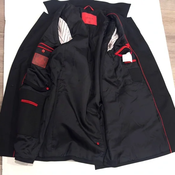ISAIA San Gennaro Men's Black Wool Coat EU 50 Made in Italy - Picture 5 of 15